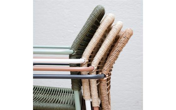 Sillon Exterior Moderno Acero Blanco y Tejido Sintetico Lucca