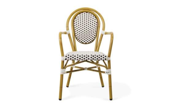 Sillon Frances Terraza Tejido Sintetico Blanco Cafe Amelie