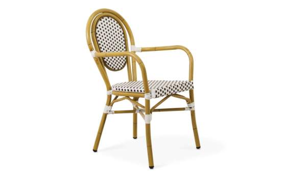 Sillon Frances Terraza Tejido Sintetico Blanco Cafe Amelie