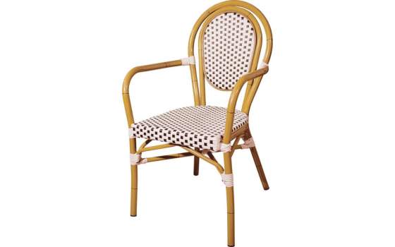 Sillon Frances Terraza Tejido Sintetico Blanco Cafe Amelie