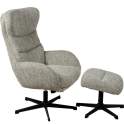 Sillon Giratorio con Reposapies Tapizado Marron Beige Airy