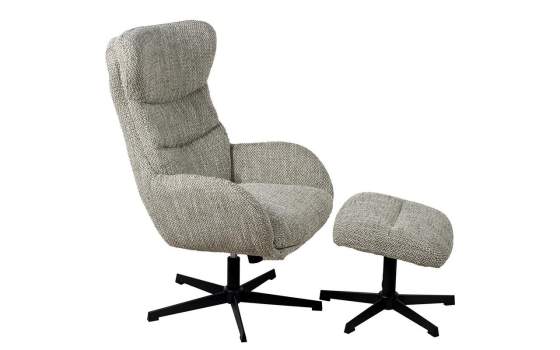 Sillon Giratorio con Reposapies Tapizado Marron Beige Airy