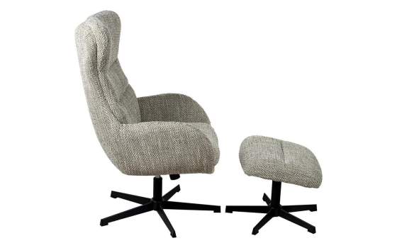 Sillon Giratorio con Reposapies Tapizado Marron Beige Airy