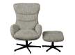Sillon Giratorio con Reposapies Tapizado Marron Beige Airy