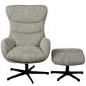Sillon Giratorio con Reposapies Tapizado Marron Beige Airy