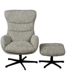 Sillon Giratorio con Reposapies Tapizado Marron Beige Airy