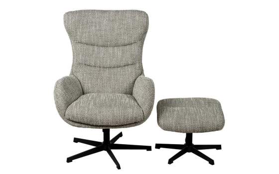 Sillon Giratorio con Reposapies Tapizado Marron Beige Airy