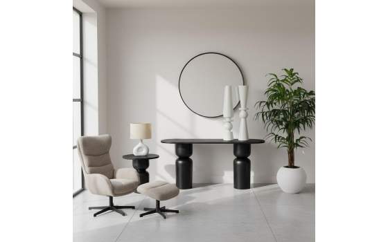 Sillon Giratorio con Reposapiés Tapizado Marron Beige Airy