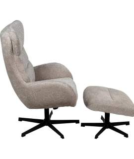 Sillon Giratorio con Reposapiés Tapizado Marron Beige Airy