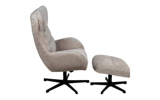 Sillon Giratorio con Reposapiés Tapizado Marron Beige Airy