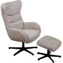 Sillon Giratorio con Reposapiés Tapizado Marron Beige Airy