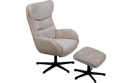 Sillon Giratorio con Reposapiés Tapizado Marron Beige Airy