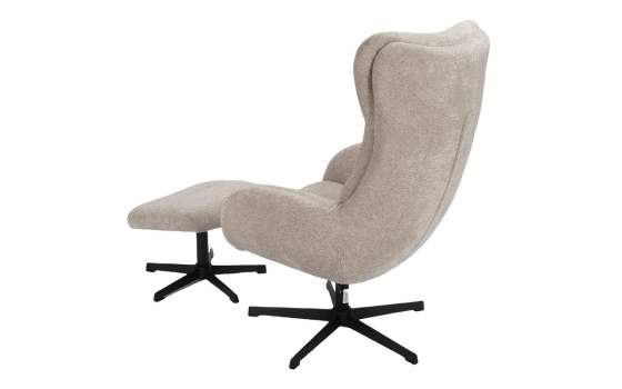 Sillon Giratorio con Reposapiés Tapizado Marron Beige Airy