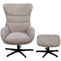 Sillon Giratorio con Reposapiés Tapizado Marron Beige Airy