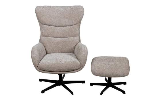 Sillon Giratorio con Reposapiés Tapizado Marron Beige Airy