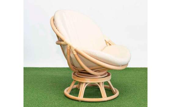 Sillon Giratorio Mecedora Rattan Tapizado Crudo Serie Abilet