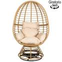 Sillon Jardin Giratorio Acero y Ratan Sintético - Serie Ahrana