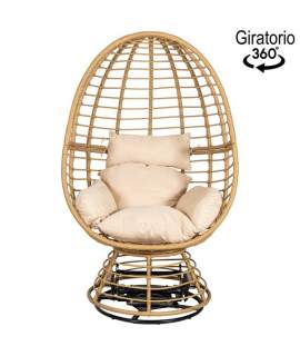 Sillon Jardin Giratorio Acero y Ratan Sintético - Serie Ahrana