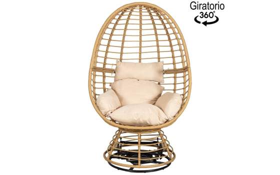 Sillon Jardin Giratorio Acero y Ratan Sintético - Serie Ahrana