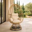Sillon Jardin Giratorio Acero y Ratan Sintético - Serie Ahrana