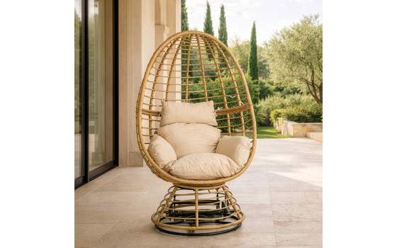 Sillon Jardin Giratorio Acero y Ratan Sintético - Serie Ahrana
