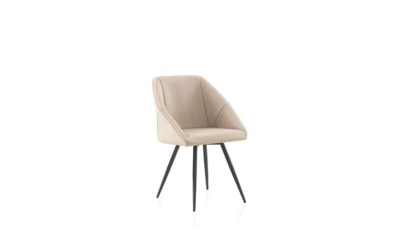 Sillon Moderno Tapizado Poli Piel Beige Patas Acero Ardusor