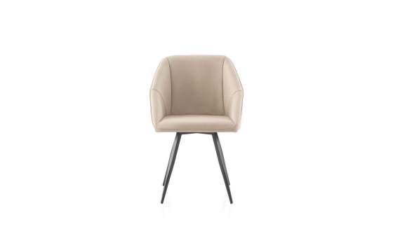 Sillon Moderno Tapizado Poli Piel Beige Patas Acero Ardusor
