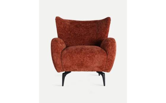 Sillon Orejero Salon Tapizado Marron  Serie Aprivas