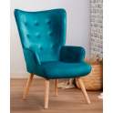 Sillon Orejero Terciopelo Azul Capitonee Telma