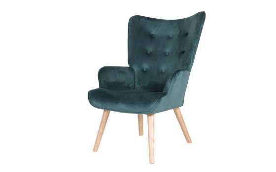 Sillon Orejero Terciopelo Azul Capitonee Telma