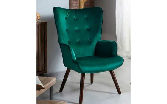 Sillon Orejero Terciopelo Verde Esmeralda Capitone Telma