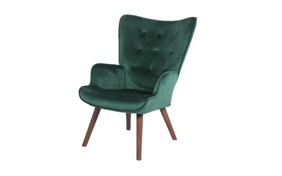 Sillon Orejero Terciopelo Verde Esmeralda Capitone Telma