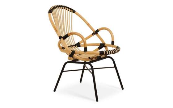 Sillon Ratan Natural y Patas Metálicas Serie Penelope