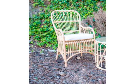 Sillon Ratan Pelado Natural Y Cojin Crudo Serie Aticos