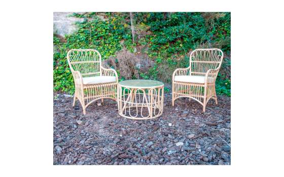 Sillon Ratan Pelado Natural Y Cojin Crudo Serie Aticos