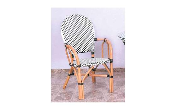 Sillon Rattan Terraza Tejido Sintetico Negro Blanco Barias