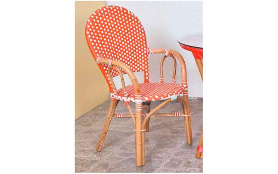 Sillon Rattan Terraza Tejido Sintetico Rojo Blanco Barias