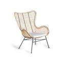 2 Sillones Rattan  Forja con Cojin Blanco Serie Rattanwund