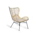 2 Sillones Rattan  Forja con Cojin Blanco Serie Rattanwund