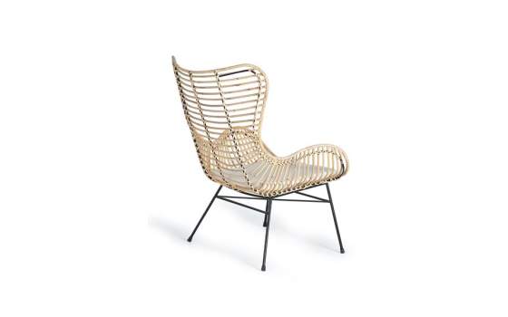 2 Sillones Rattan  Forja con Cojin Blanco Serie Rattanwund