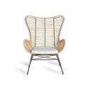 2 Sillones Rattan  Forja con Cojin Blanco Serie Rattanwund