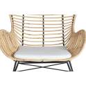2 Sillones Rattan  Forja con Cojin Blanco Serie Rattanwund