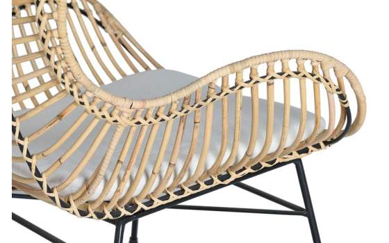2 Sillones Rattan  Forja con Cojin Blanco Serie Rattanwund