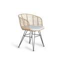 2 Sillones Rattan Forja con Cojin Blanco Serie Rattanwund