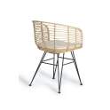 2 Sillones Rattan Forja con Cojin Blanco Serie Rattanwund