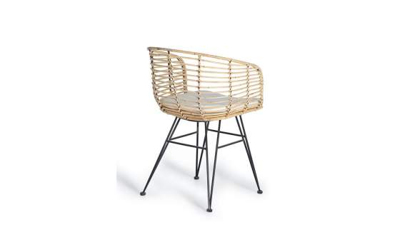 2 Sillones Rattan Forja con Cojin Blanco Serie Rattanwund