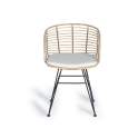 2 Sillones Rattan Forja con Cojin Blanco Serie Rattanwund