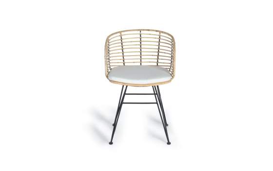 2 Sillones Rattan Forja con Cojin Blanco Serie Rattanwund