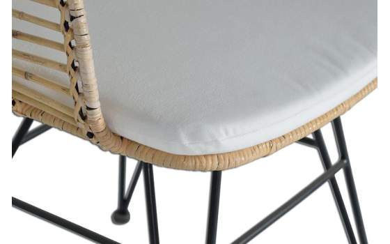 2 Sillones Rattan Forja con Cojin Blanco Serie Rattanwund