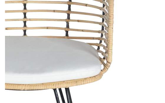 2 Sillones Rattan Forja con Cojin Blanco Serie Rattanwund